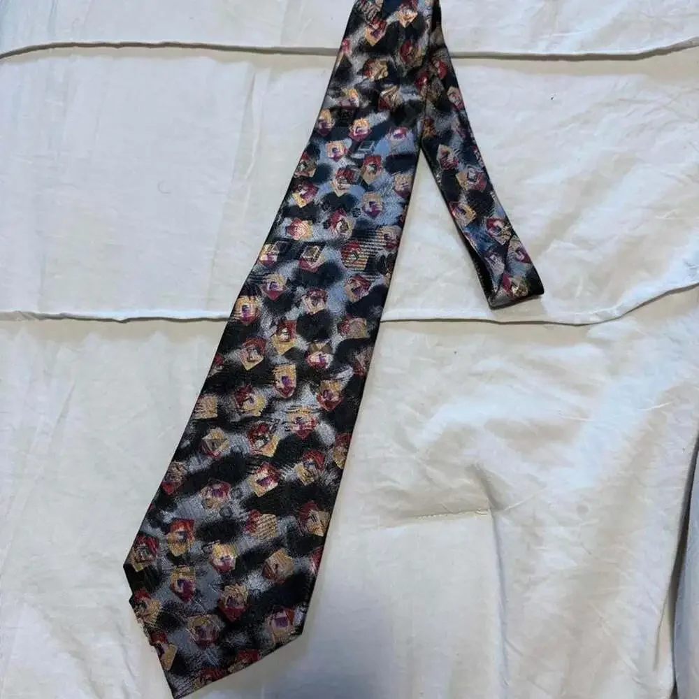 Towncraft Abstract Cartoon Print Silk Necktie
